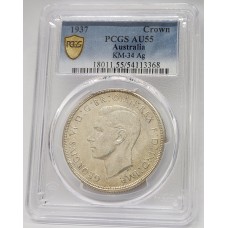 AUSTRALIA 1937 . CROWN . PCGS AU55